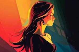 Bold Sleek Graphical Minimalist Female Profile Design generative AI photo