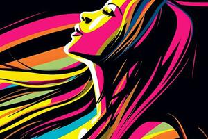 Bold Sleek Graphical Minimalist Female Profile Design generative AI photo
