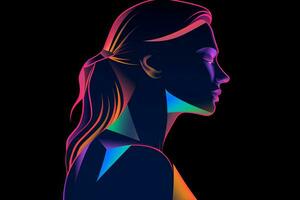 Bold Sleek Graphical Minimalist Female Profile Design generative AI photo