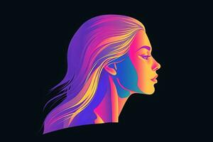 Bold Sleek Graphical Minimalist Female Profile Design generative AI photo