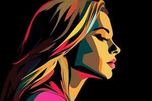 Bold Sleek Graphical Minimalist Female Profile Design generative AI photo