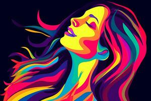 Bold Sleek Graphical Minimalist Female Profile Design generative AI photo