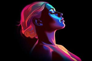 Bold Sleek Graphical Minimalist Female Profile Design generative AI photo