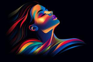 Bold Sleek Graphical Minimalist Female Profile Design generative AI photo