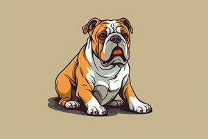 Bulldog Graphic Illustration on a Monochrome Background generative AI photo