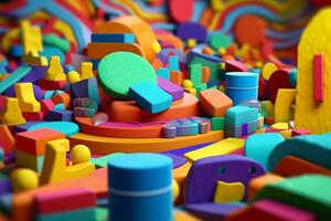 Colorful Abstract Claymation Geometric Design Background generative AI photo