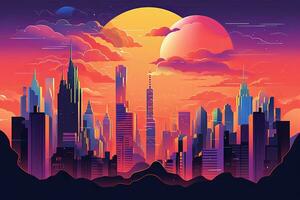 Colorful Cosmic Futuristic Landscape of a Parallel Universe Illustration generative AI photo