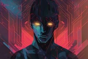 Colorful Glitchy Ambient Dark Portrait Graphic Illustration generative AI photo