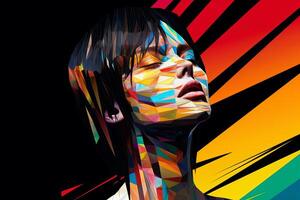 Colorful Glitchy Ambient Dark Portrait Graphic Illustration generative AI photo