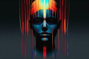 Colorful Glitchy Ambient Dark Portrait Graphic Illustration generative AI photo