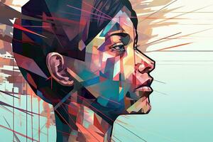 Colorful Glitchy Ambient Dark Portrait Graphic Illustration generative AI photo