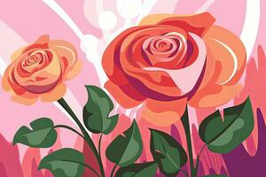 Colorful Roses Background Wallpaper Graphic Illustration generative AI photo