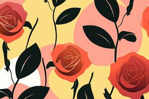 Colorful Roses Background Wallpaper Graphic Illustration generative AI photo