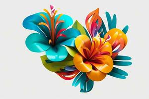 Colorful Vibrant Hand Drawn Radiant Unique Flowers Graphic Illustration Art generative AI photo