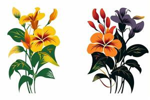 Colorful Vibrant Hand Drawn Radiant Unique Flowers Graphic Illustration Art generative AI photo