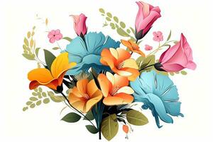 vistoso vibrante mano dibujado radiante único flores gráfico ilustración Arte generativo ai foto