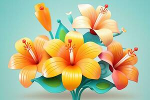 vistoso vibrante mano dibujado radiante único flores gráfico ilustración Arte generativo ai foto