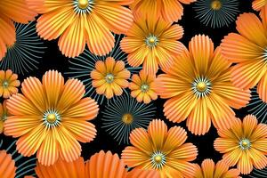 Colorful Vibrant Hand Drawn Unique Flowers Graphic Illustration Background generative AI photo