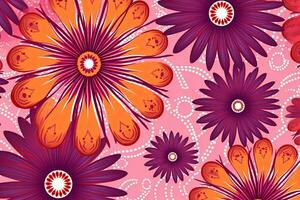 Colorful Vibrant Hand Drawn Unique Flowers Graphic Illustration Background generative AI photo