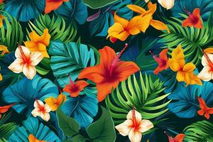 Colorful Vibrant Hand Drawn Unique Flowers Graphic Illustration Background generative AI photo