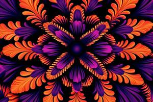 Colorful Vibrant Hand Drawn Unique Flowers Graphic Illustration Background generative AI photo