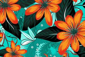 Colorful Vibrant Hand Drawn Unique Flowers Graphic Illustration Background generative AI photo