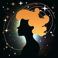 Cosmic Enchanting Infusion Woman Side Profile Graphic generative AI photo