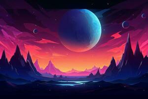 Cosmic Fusion Futuristic Landscape Background generative AI photo