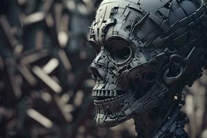 Cryptic Bizarre Dark Monster Skeleton Background with Otherworldly Design 3D Render generative AI photo