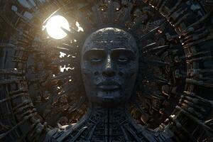 Cryptic Bizarre Dark Monster Skeleton Background with Otherworldly Design 3D Render generative AI photo