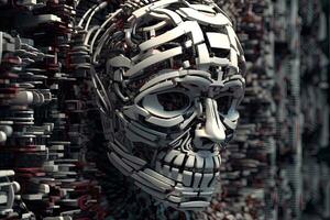 Cryptic Bizarre Dark Monster Skeleton Background with Otherworldly Design 3D Render generative AI photo