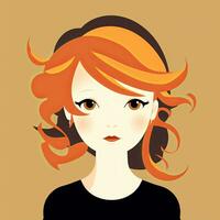 Cute Bold Graphical Minimalistic Female Profile Design generative AI photo