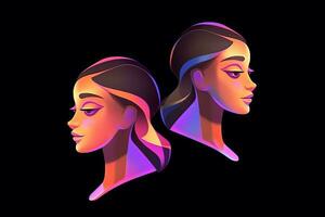 Cute Bold Graphical Minimalistic Female Profile Design generative AI photo