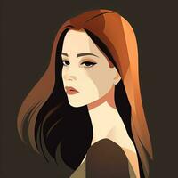 Cute Bold Graphical Minimalistic Female Profile Design generative AI photo