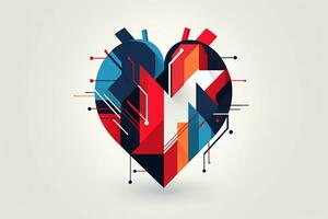 Diverse and Unique Minimalist Sleek and Defined Heart Design Graphic generative AI photo