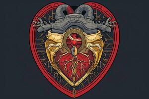 Diverse and Unique Minimalist Sleek and Defined Heart Design Graphic generative AI photo