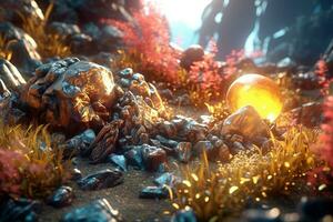 Enchanting Magic Realism 3D Render Background generative AI photo