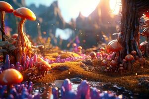 Enchanting Magic Realism 3D Render Background generative AI photo