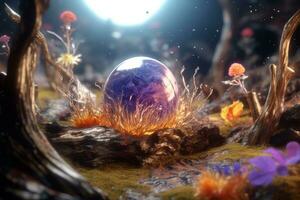 Enchanting Magic Realism 3D Render Background generative AI photo