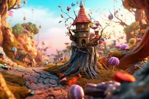 Enchanting Magic Realism 3D Render Background generative AI photo