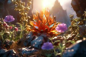 Enchanting Magic Realism 3D Render Background generative AI photo