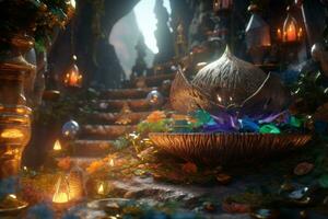 Enchanting Magic Realism 3D Render Background generative AI photo