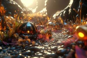 Enchanting Magic Realism 3D Render Background generative AI photo
