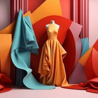 Fashion and Fabric Theme 3D Abstract Background generative AI photo