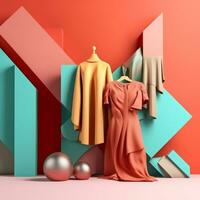 Fashion and Fabric Theme 3D Abstract Background generative AI photo