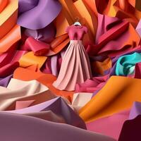 Fashion and Fabric Theme 3D Abstract Background generative AI photo