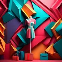 Fashion and Fabric Theme 3D Abstract Background generative AI photo