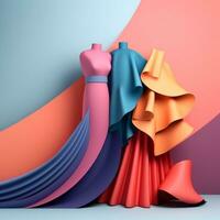 Fashion and Fabric Theme 3D Abstract Background generative AI photo