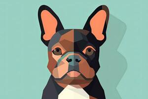 French Bulldog Graphic Illustration Isolated on a Monochrome Background generative AI photo