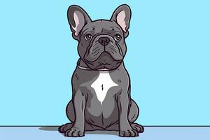 French Bulldog Graphic Illustration Isolated on a Monochrome Background generative AI photo
